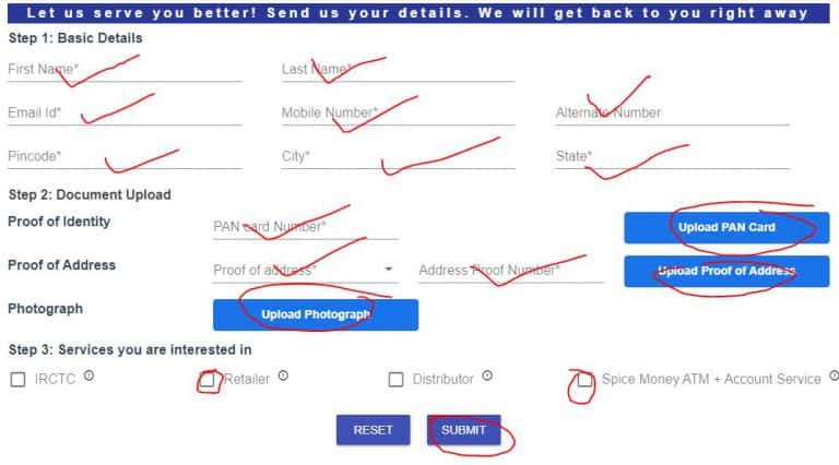 Spice money registration form