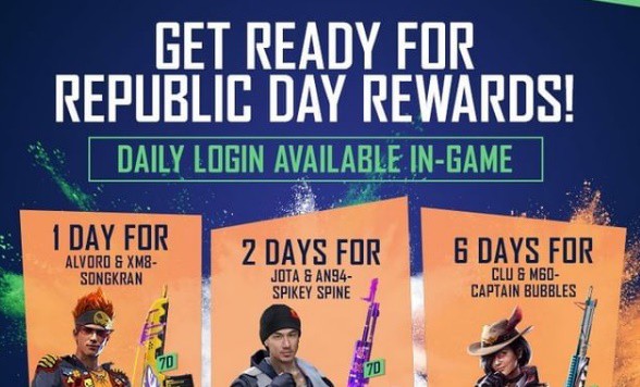 Republic day rewards 2021 on free fire