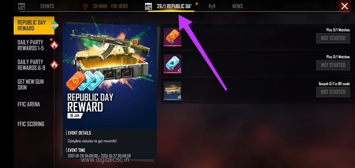Free Fire 26/1 Republic Day Event