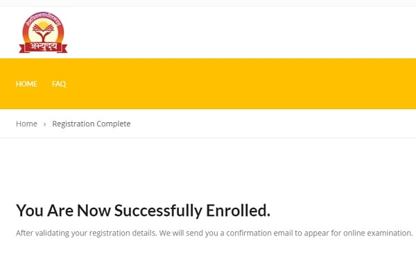 abhyuday confirmation Message
